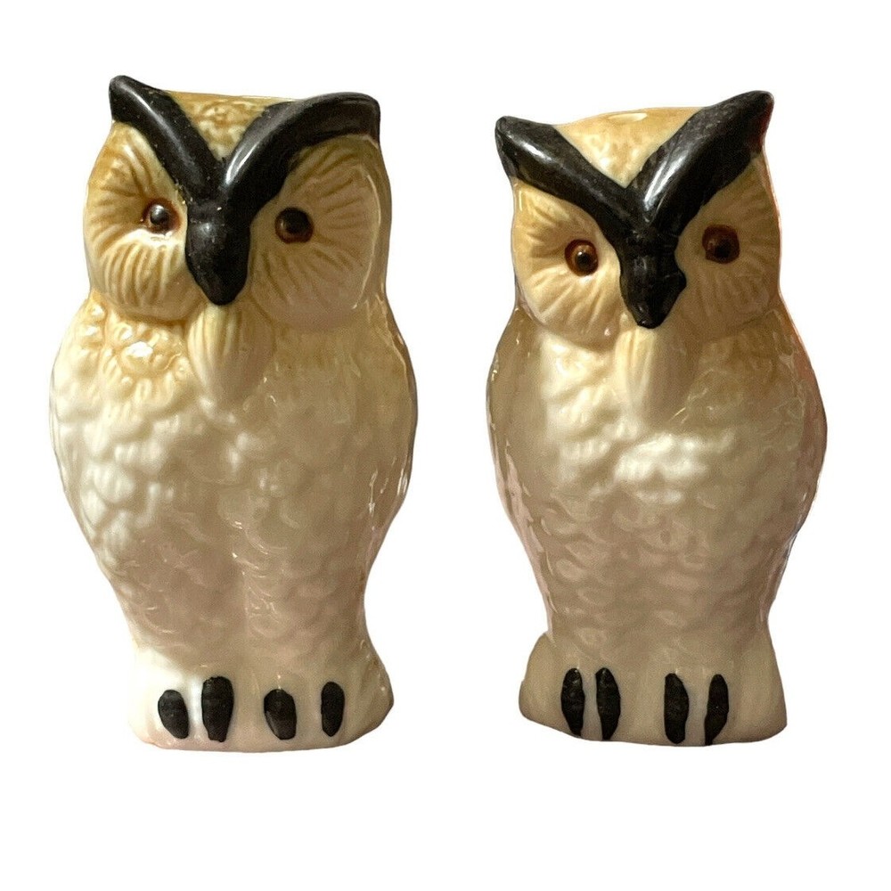 Vintage Ceramic Owl Salt & Pepper Shakers Japan